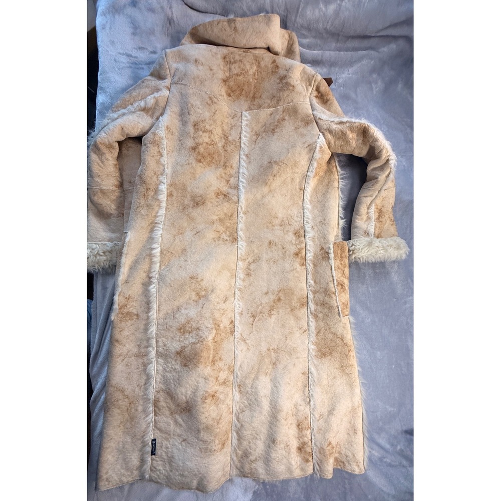 Armani Jeans Faux Sherling Long Coat Tan Cream Made in Italy Size 40 (6) - Picture 16 of 16
